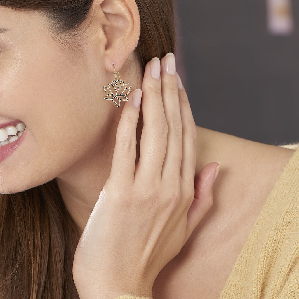 Boucles D'oreilles Pendantes Fuji Plaqué Or Jaune
