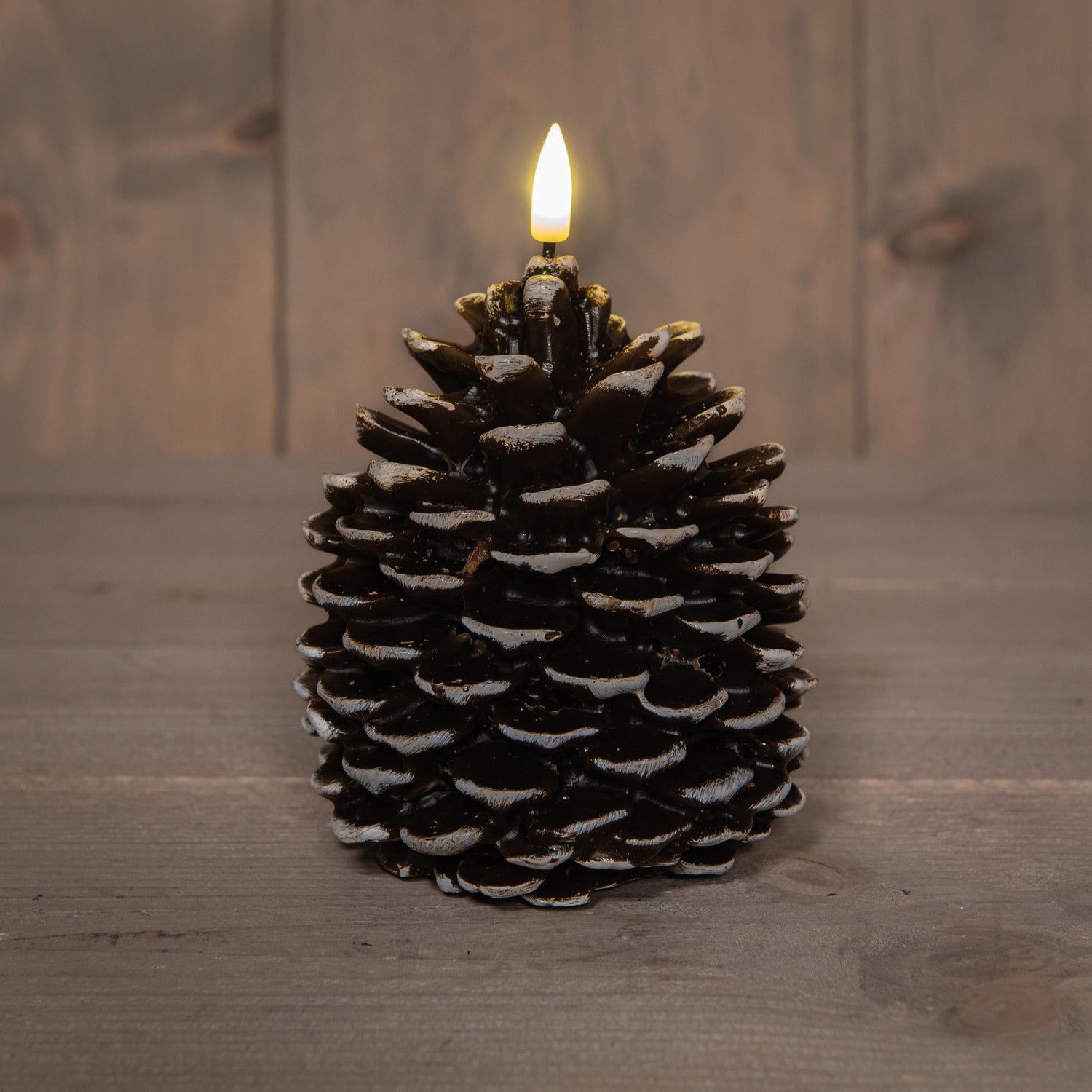 Anna's Collection LED stompkaars Podo dennenappel bruin D 14 H 12,5 cm