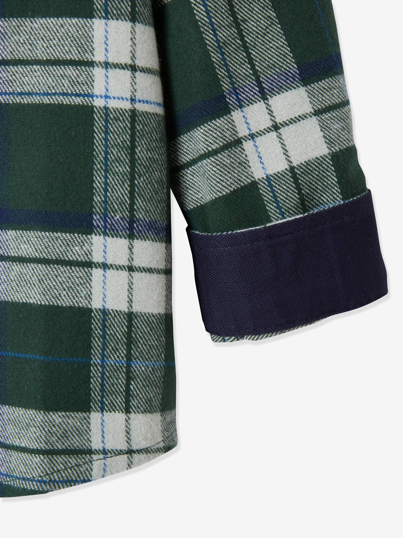 Camisa xadrez para menino, xadrez azul escuro.