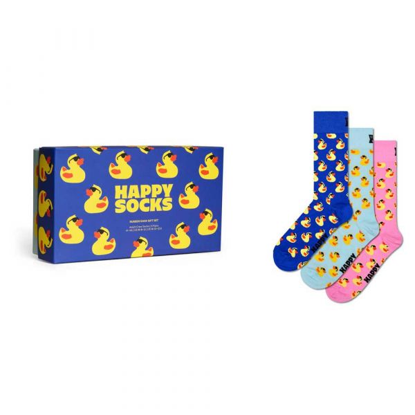 Happy Socks Meias Crew Rubber Duck Gift Set 3 Pares Blue 36-40