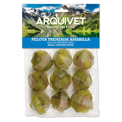 Bola trançada amarela para cães, sabor neutro