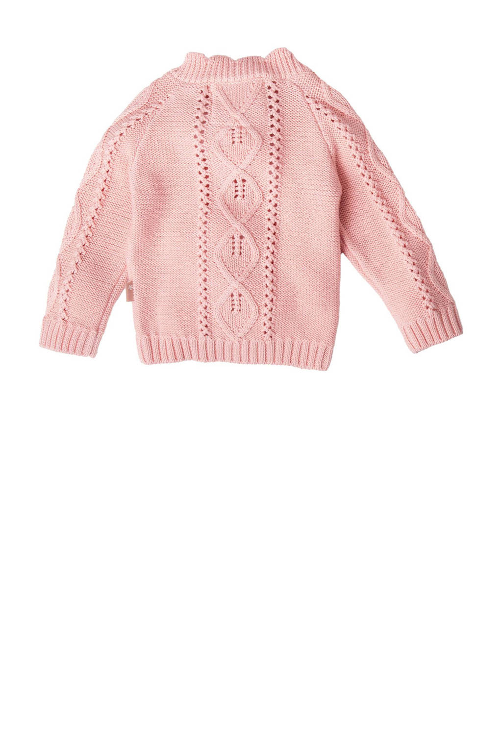 BESS baby vest met ingebreid patroon roze