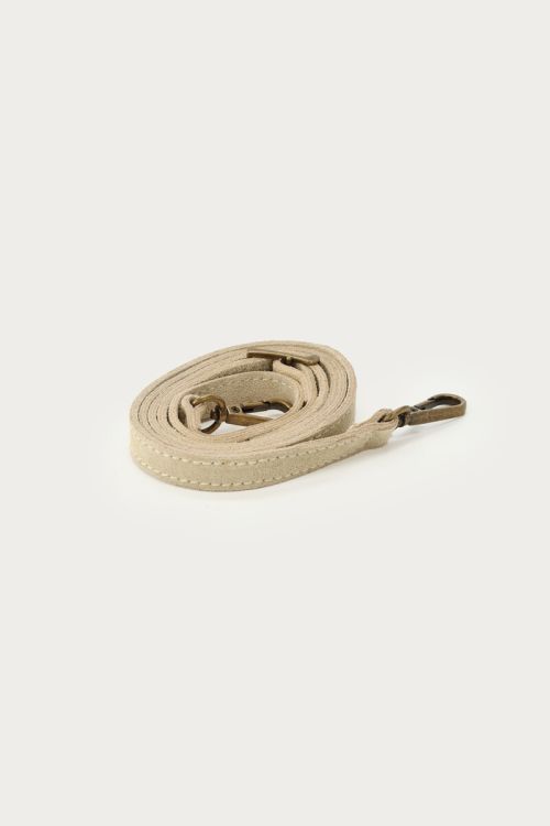 Beige suède schoudertas met franjes