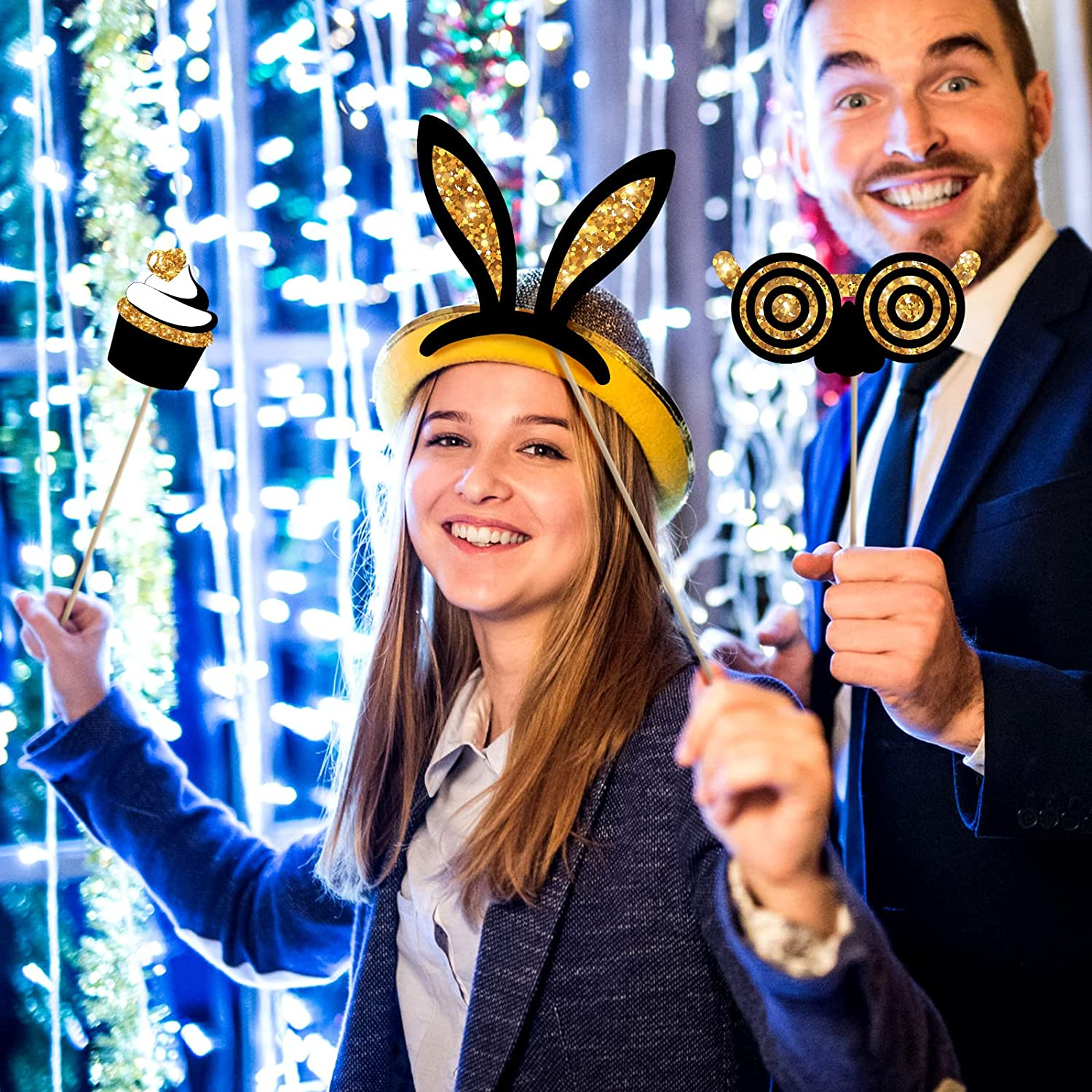 (25er Set) Photo Booth Fotorequisiten Party Foto Accessoires Dekorationen für lustige Bilder - Geburtstag / Hochzeit / Silvester
