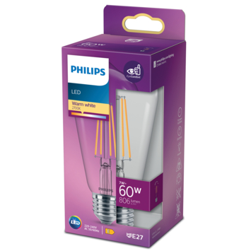 Philips LED edison E27 60W filament helder niet dimbaar
