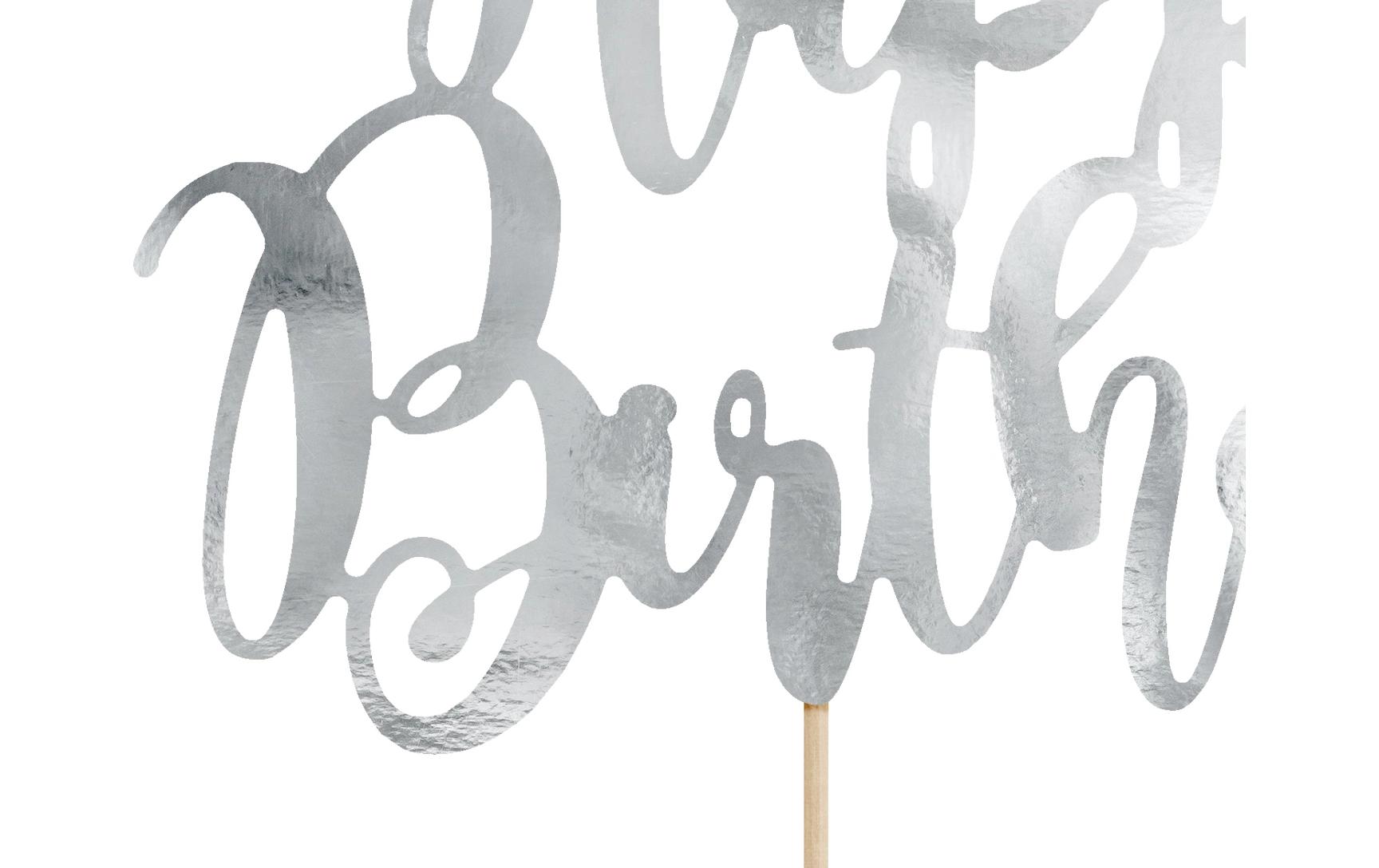 Kuchen-Topper Happy Birthday 1 Stück, SilberEleganter Torten-Topper