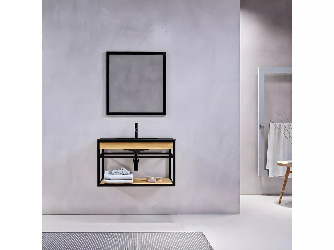 Siphon lavabo design finition noir mat
