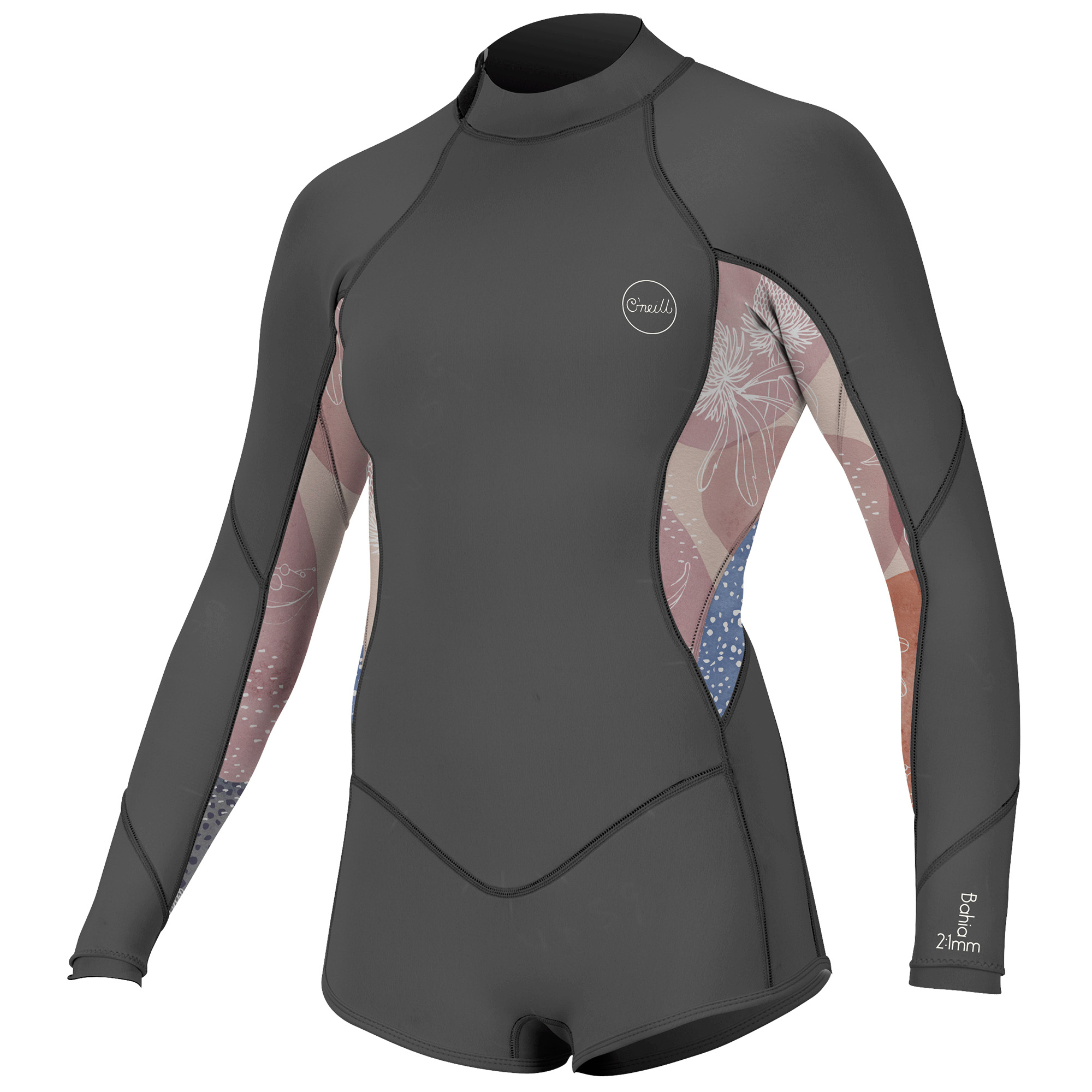 O'Neill Girls Bahia 2 mm Back Zip Manche Longue Shorty Graph / Desert