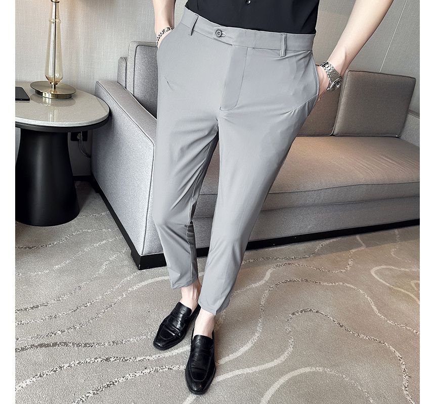 Lefitt - Effen cropped taps toelopende pantalon