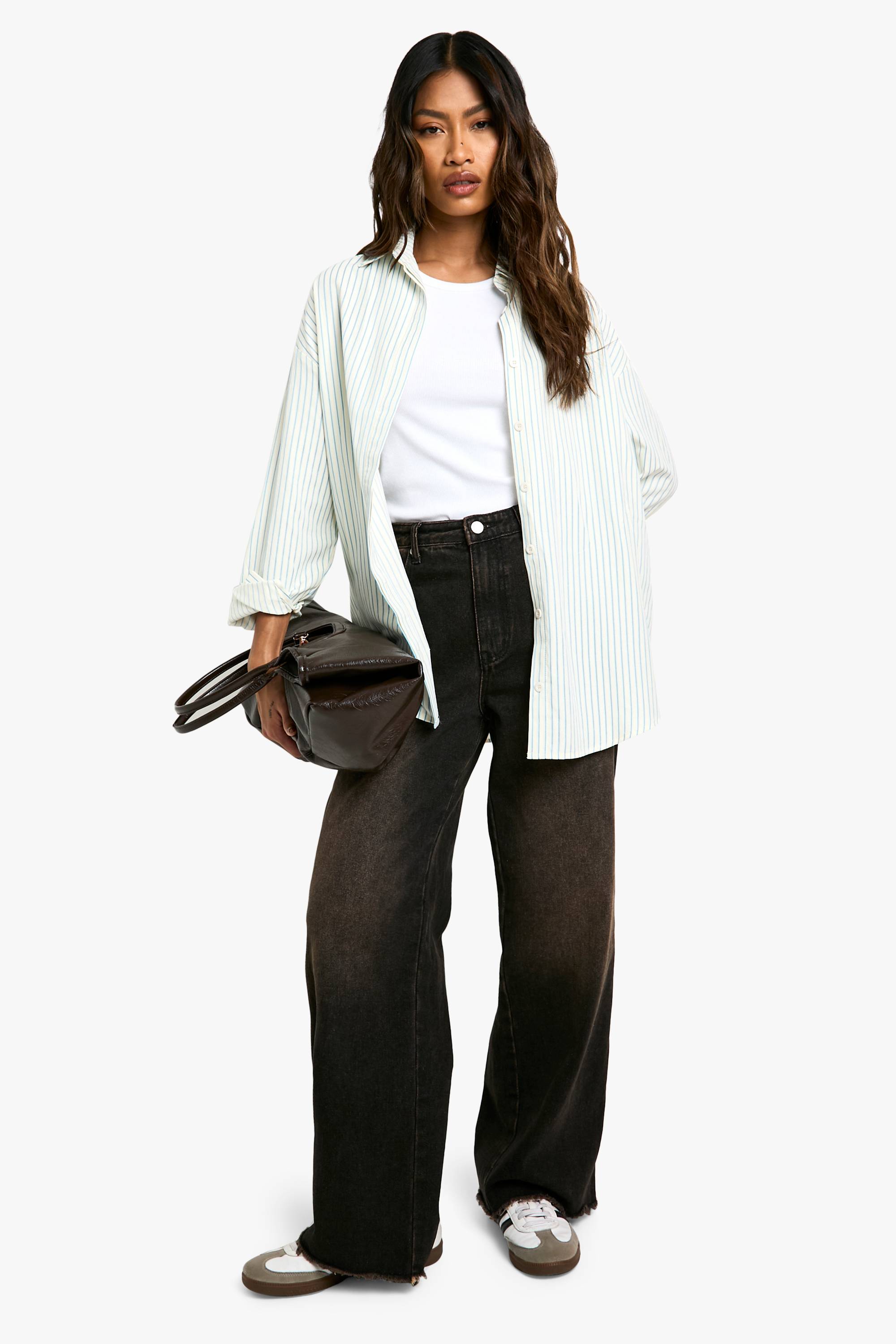 boohoo Chemise oversize à fines rayures