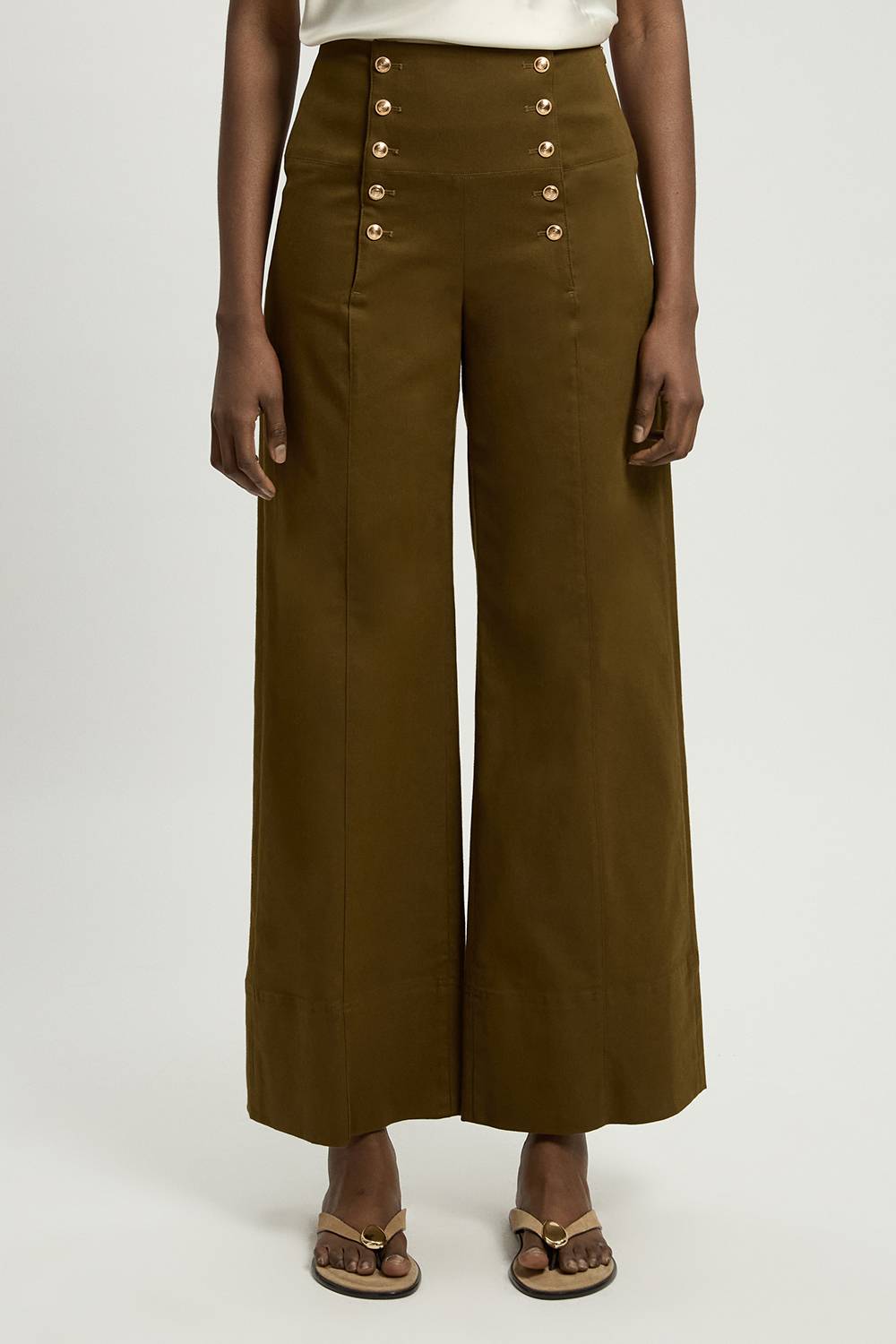 KarenMillen Pantalon Tailleur En Coton Avec Détail De Boutons