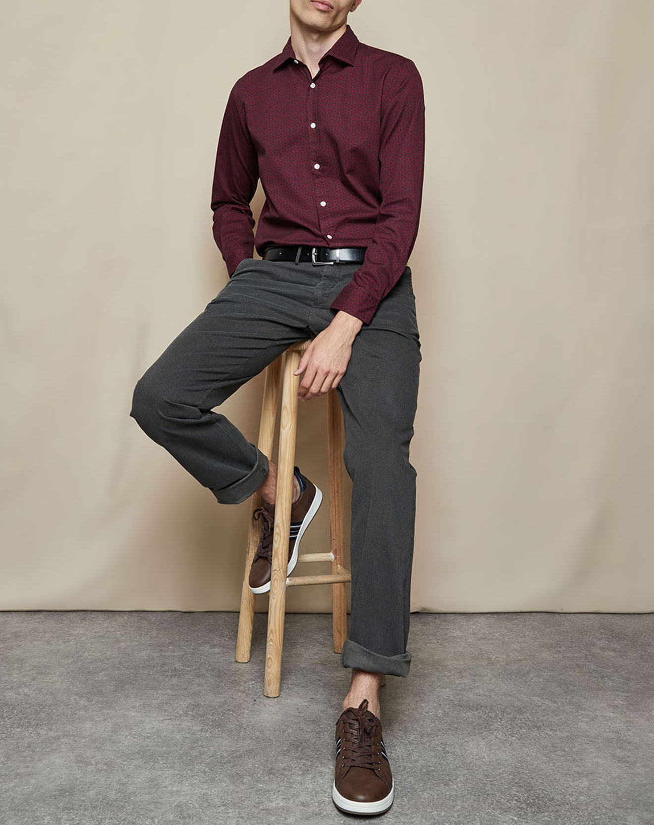Hartford Chemise Slim Sammy imprimée rouge/marine