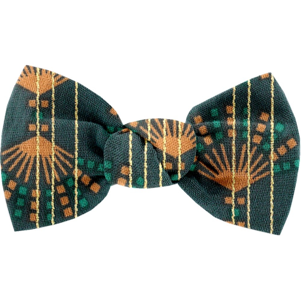 Barrette Petit Noeud Eventail Or Vert