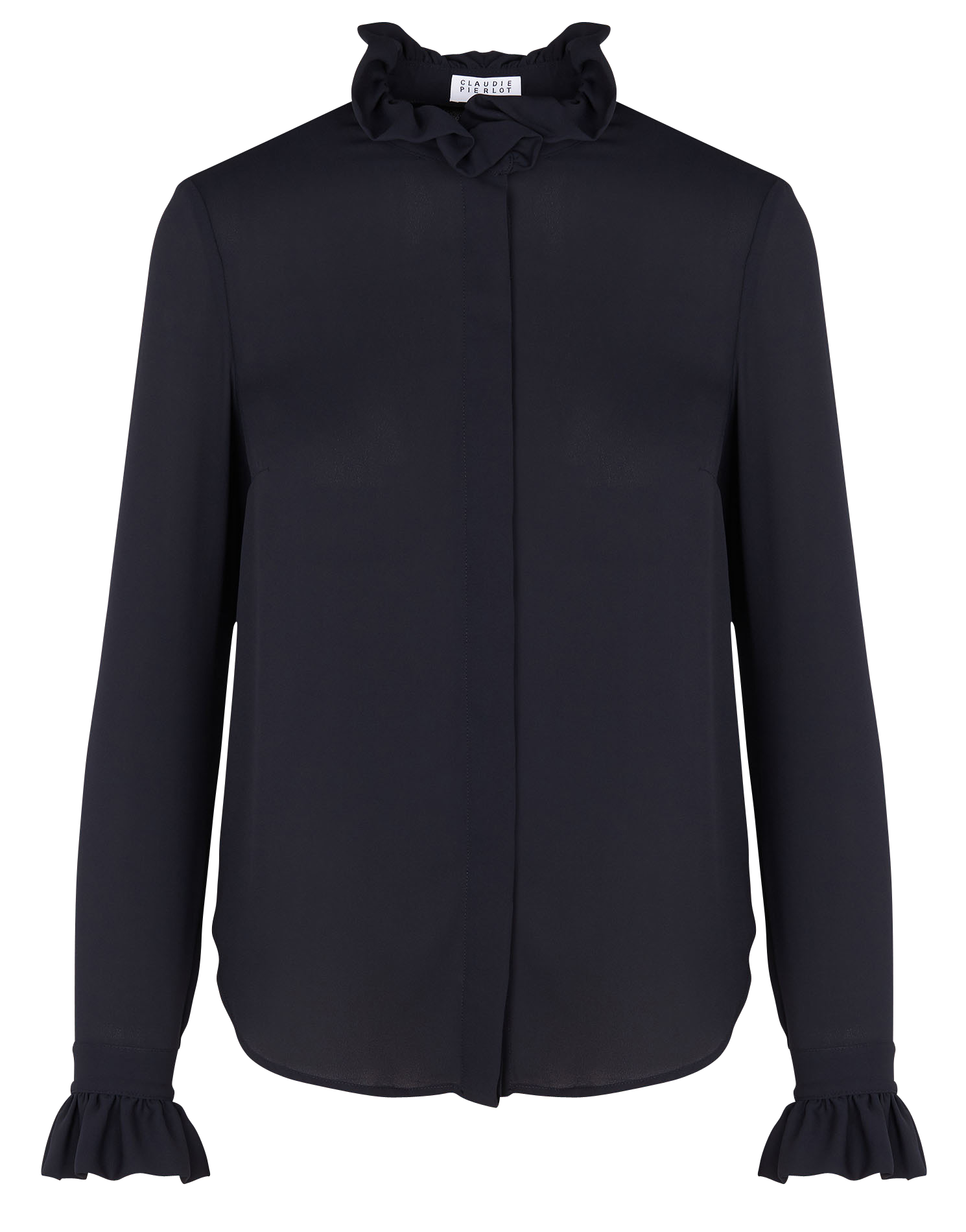 Chemise col victorien en crêpe | Bleu