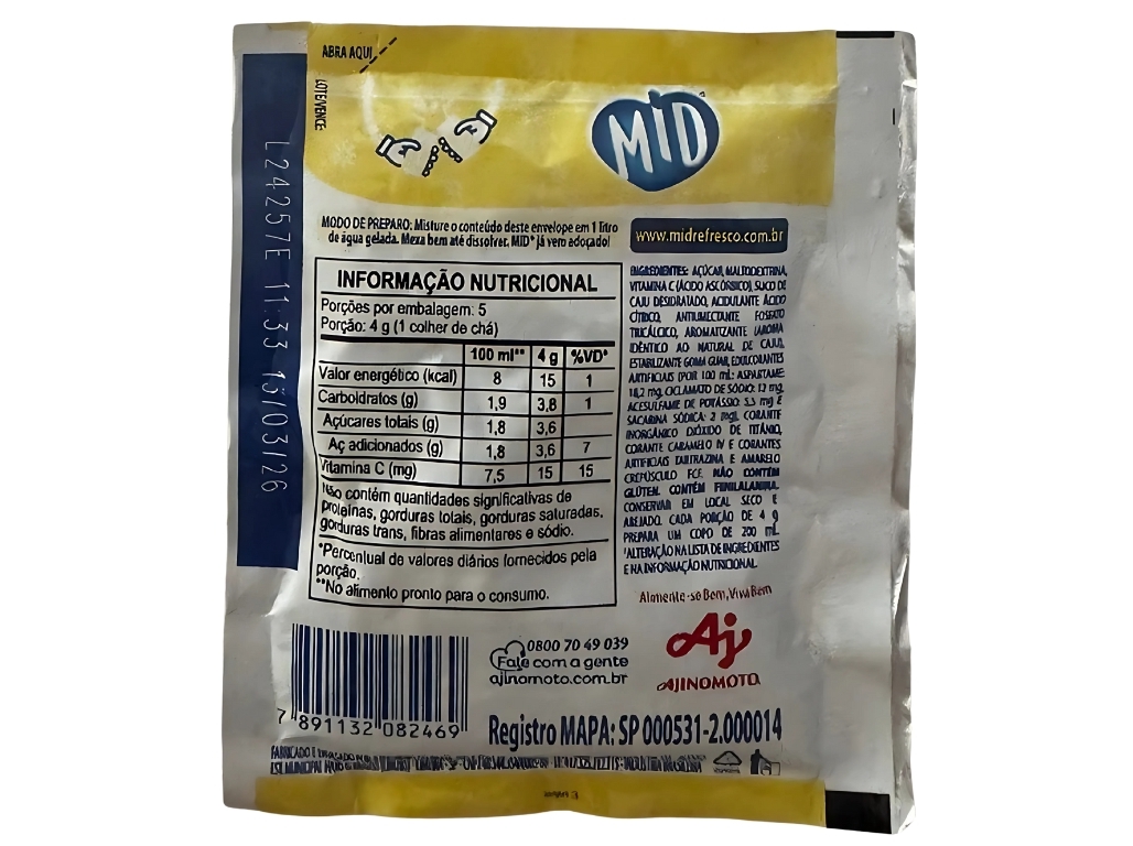 REFRESCO EM PÓ MID CAJU 20G