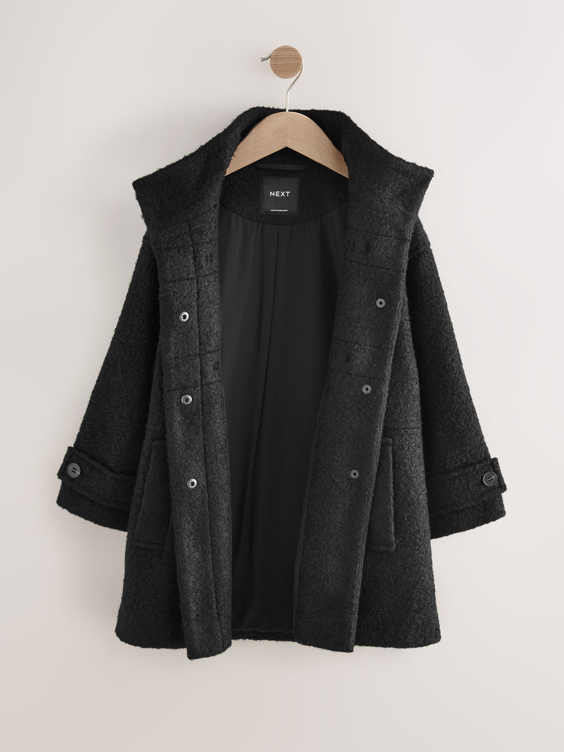 Zwart - Ruimvallende duffelcoat (3-16jr)
