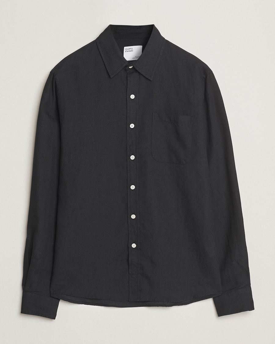 Colorful Standard Garment Dyed Linen Shirt Deep Black