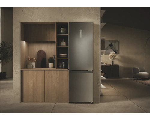HAIER HDPW3620DNPK koel-vriescombinatie, afmetingen (B x H x D): 59,5 x 205 x 66,7 cm, koelgedeelte: 289 l, vriesgedeelte: 117 l, roestvrij staal