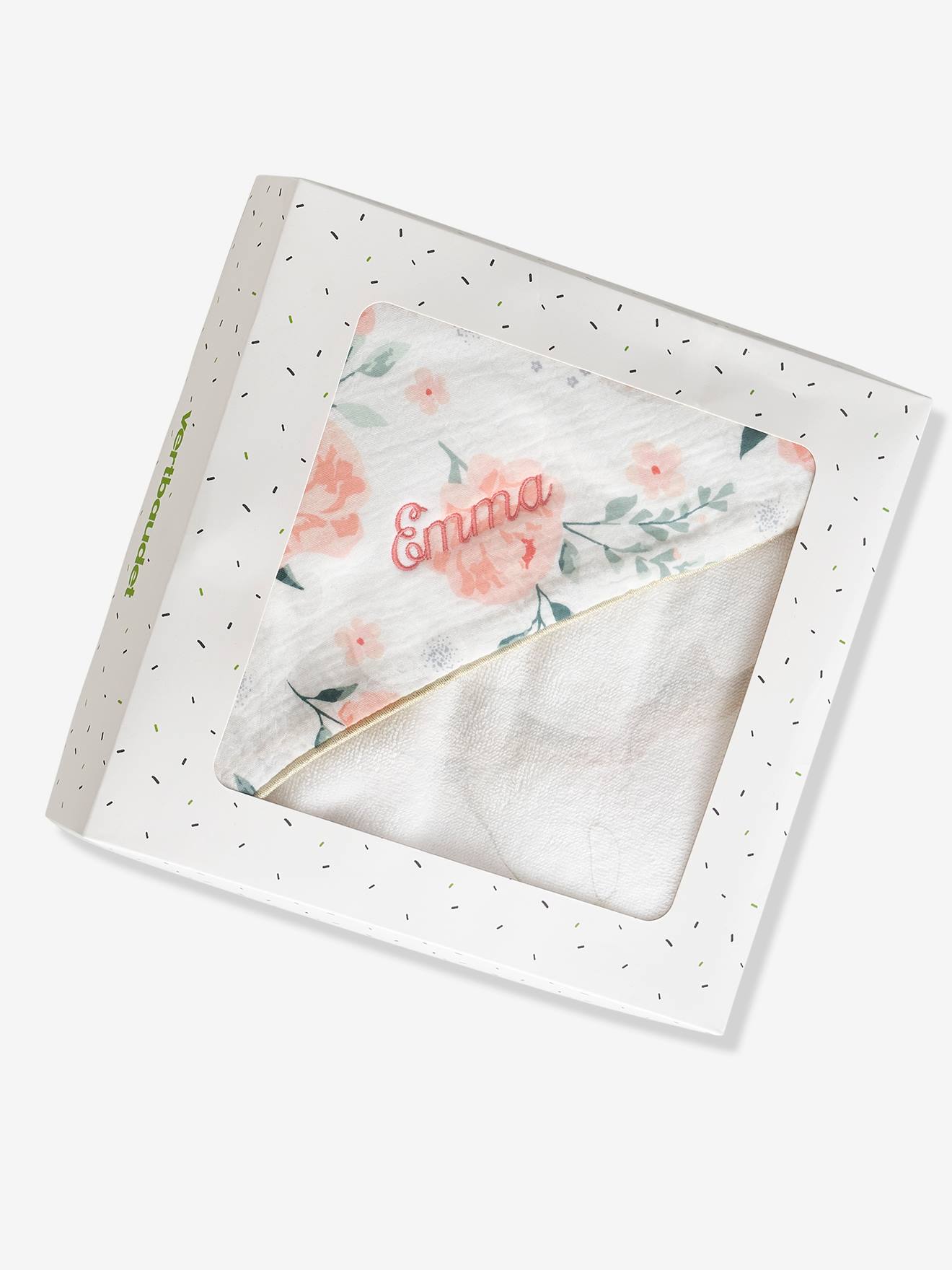 Capa de banho personalizável em gaze de algodão lisa rosa claro Eau de Rose com estampas.