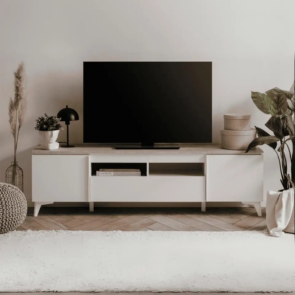 CALICOSY - TV-Meubel BERTRIX 56A - Wit - 51,5x177x40 cm