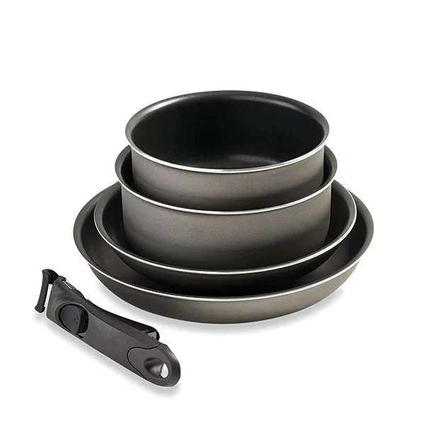 Set 2 poêles et 2 casseroles anti-adhésives Délice et manche amovible