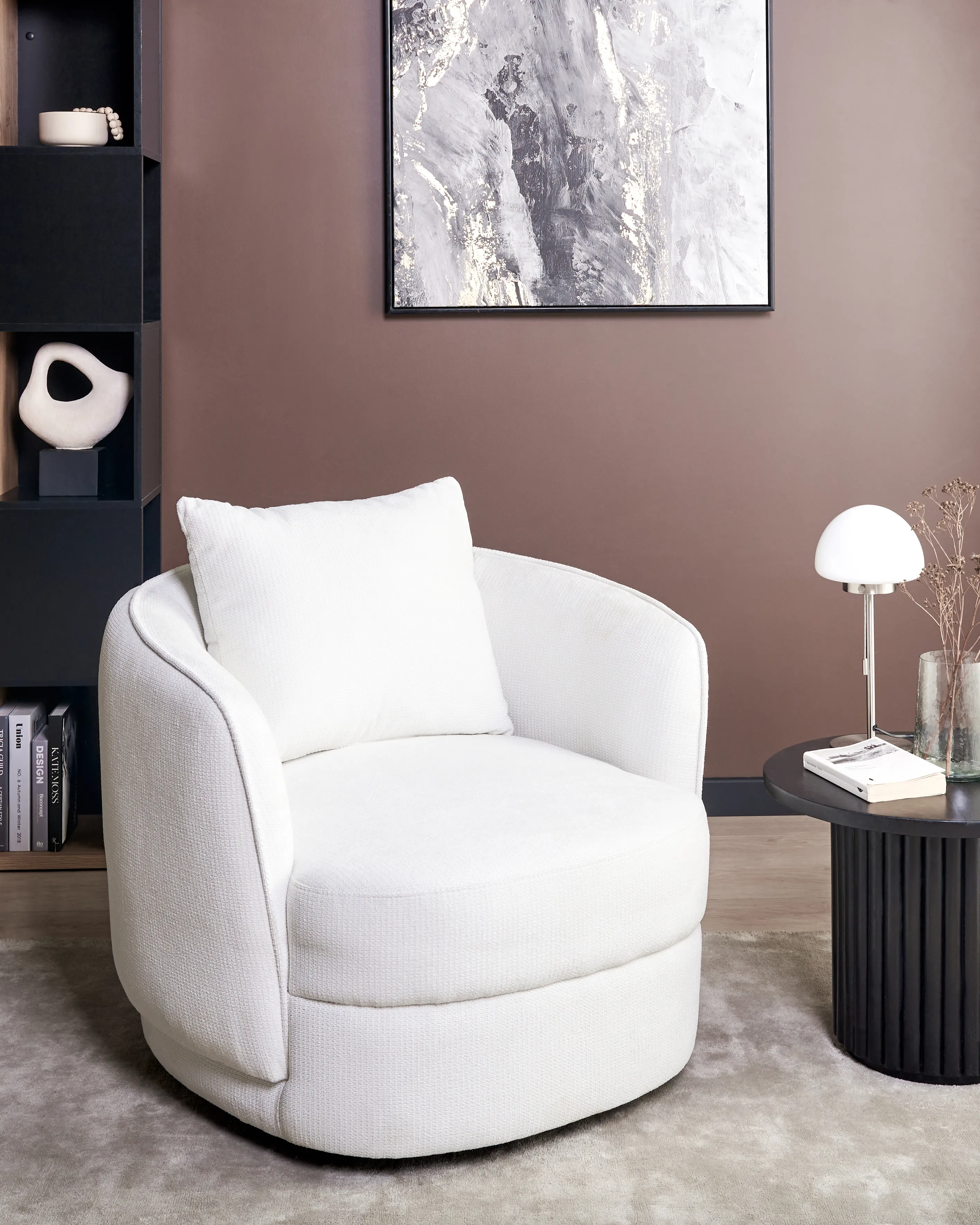 Draaifauteuil ANDALEN Stof Gebroken wit