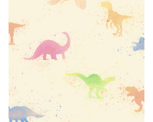 Vliesbehang 38146-1 Little Love Dinos geel kleurrijk
