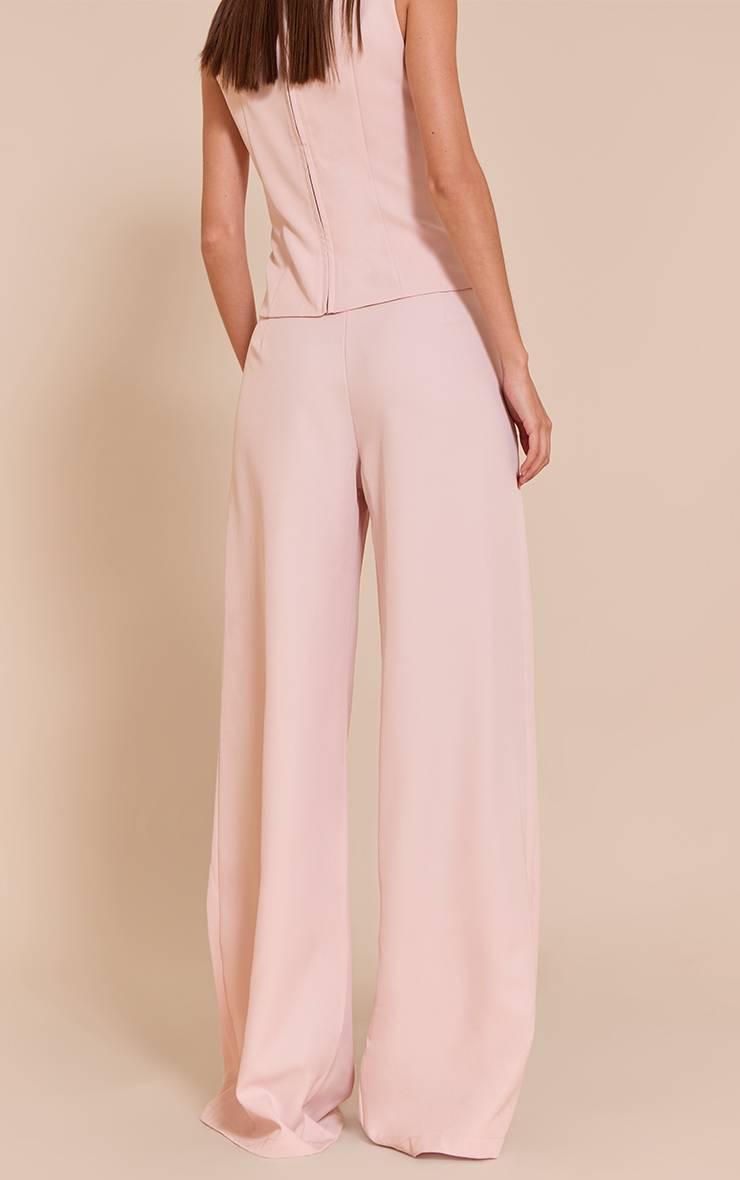 Rose Pâle Pantalon Large Tissé Ajusté