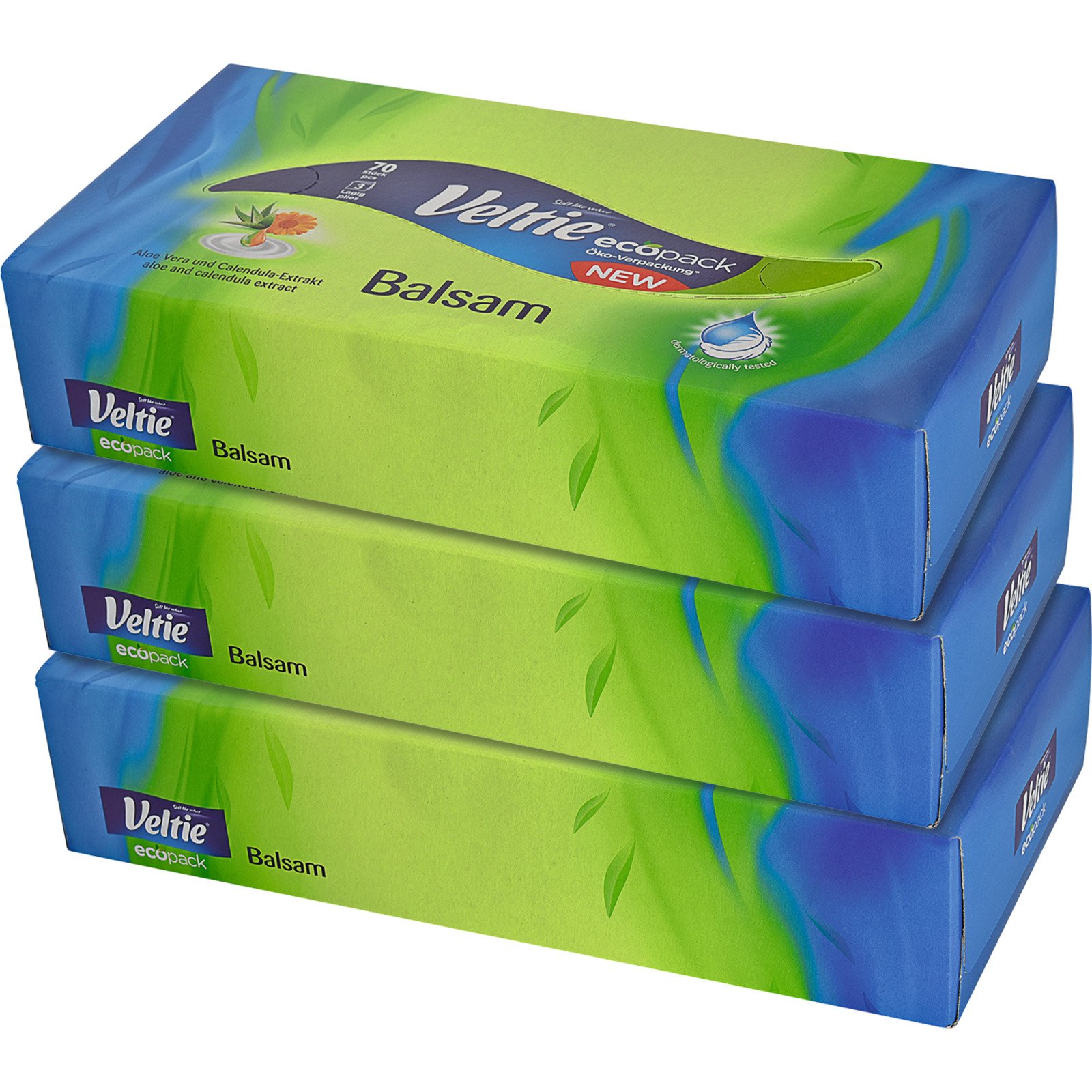 Veltie Kosmetiktücher Balsam & Aloe Vera 3 x 70 Stück