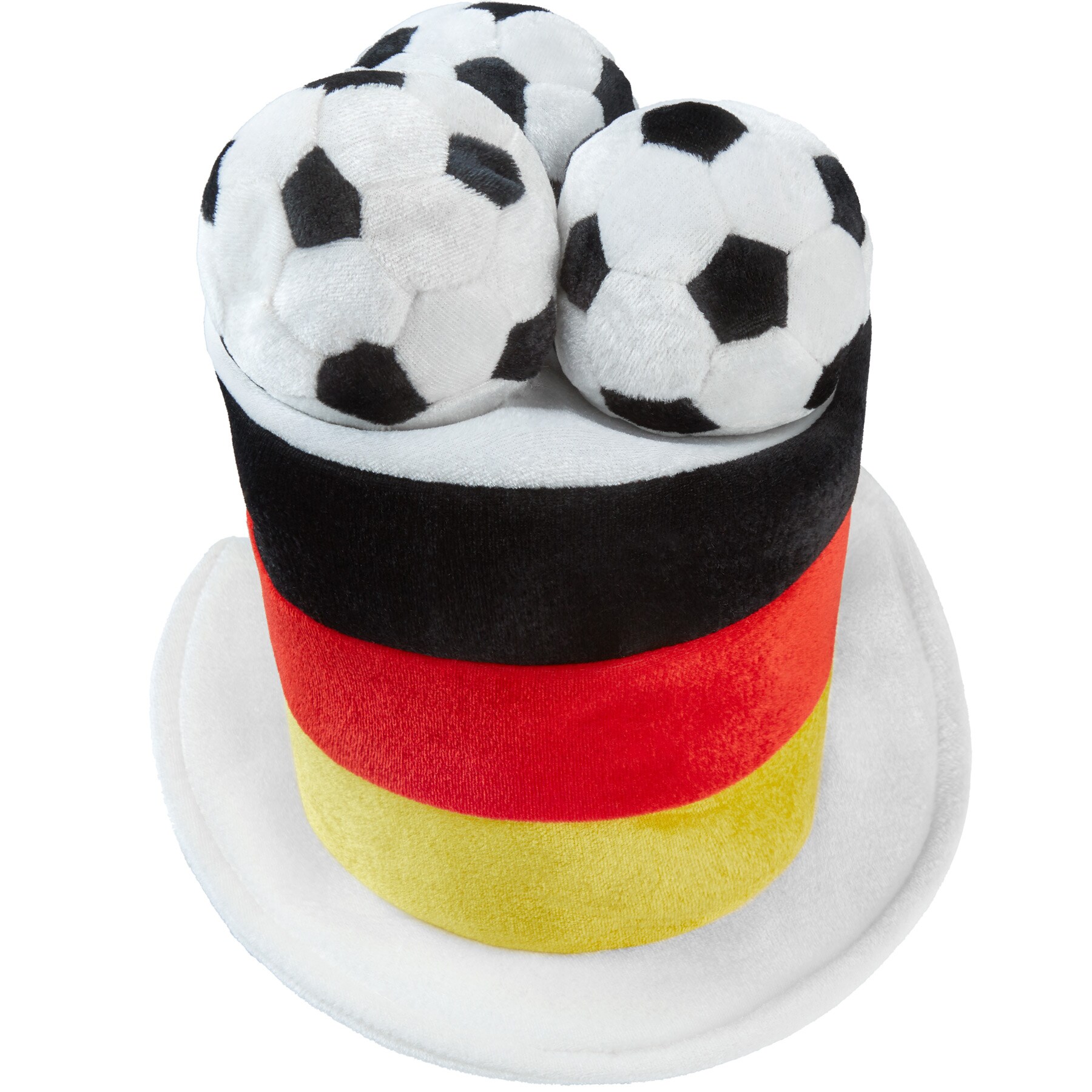 tectake® Fußball Fan Zylinder Deutschland mit Fußbällen