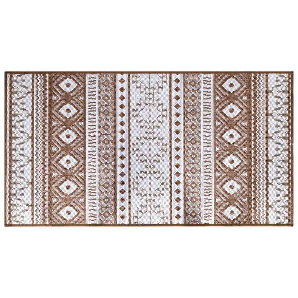 Tapis d'extérieur marron et blanc 80x150 cm design réversible