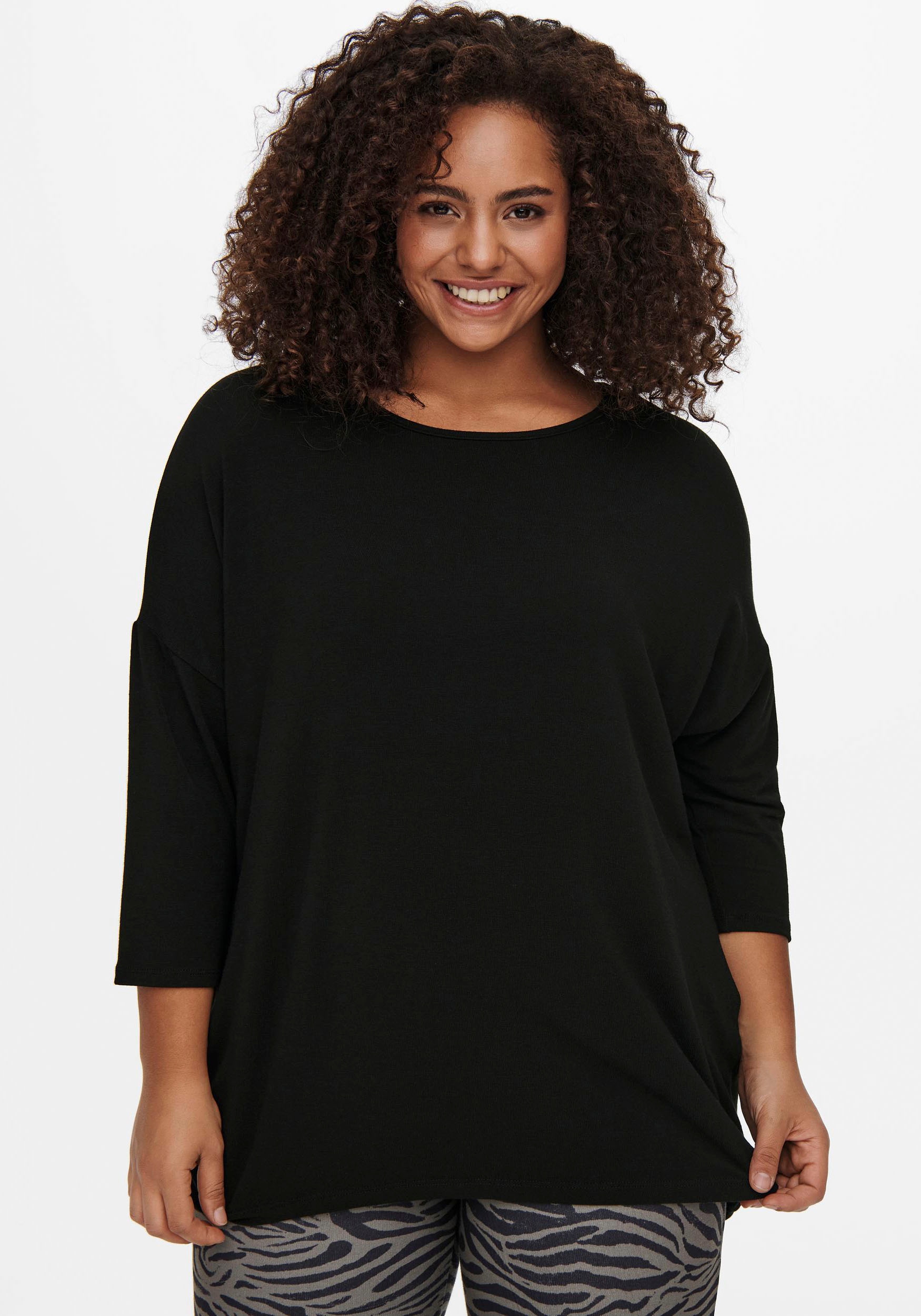 ONLY CARMAKOMA 3/4-Arm-Shirt »CARLAMOUR« aus weichem Materialmix
