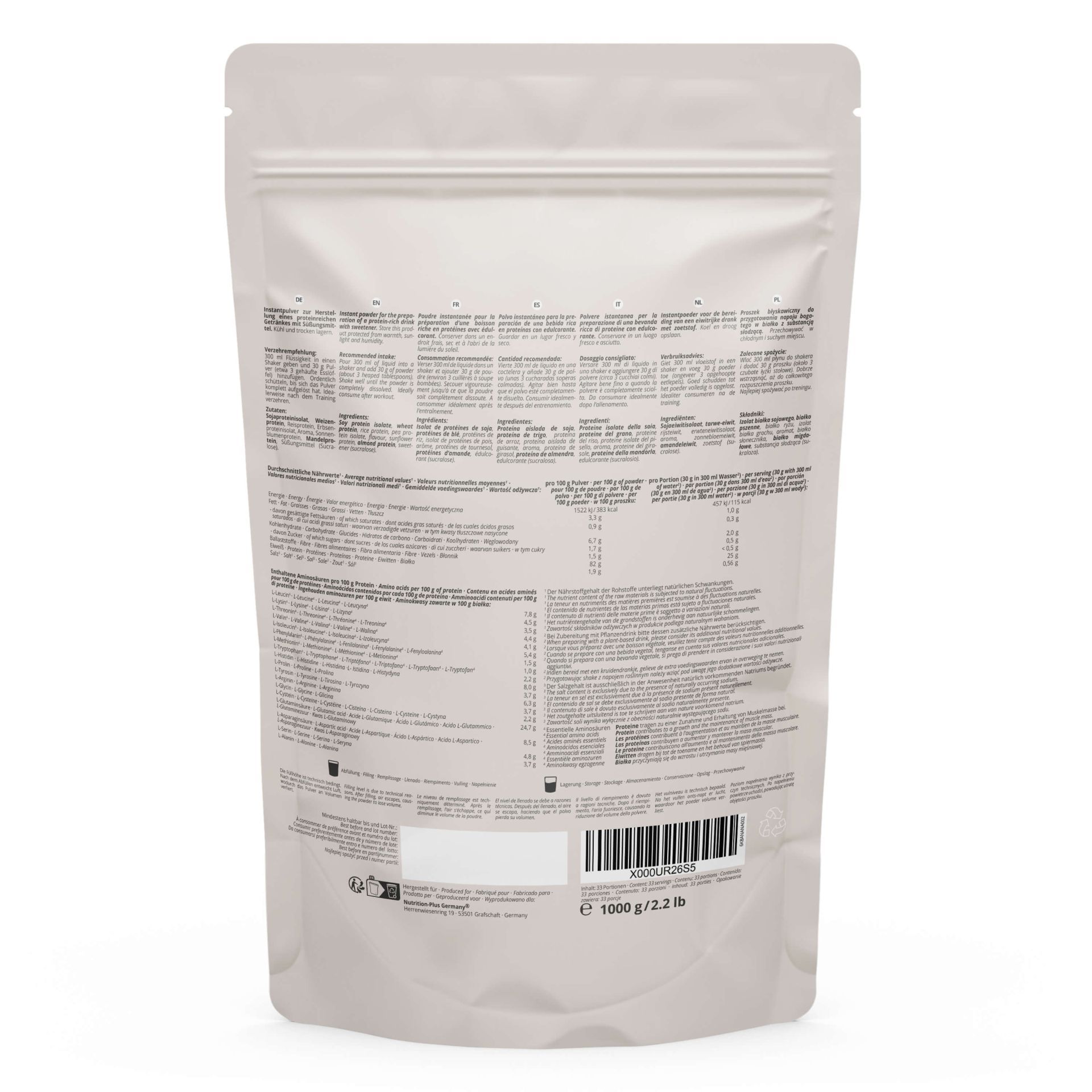 Nutri+ 6K Eiweißpulver 1kg - Protein Shake ohne Whey
