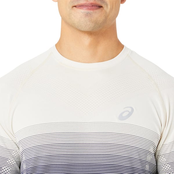 T-shirt running ASICS SEAMLESS LS TOP BIRCH/BLUE EXPANSE