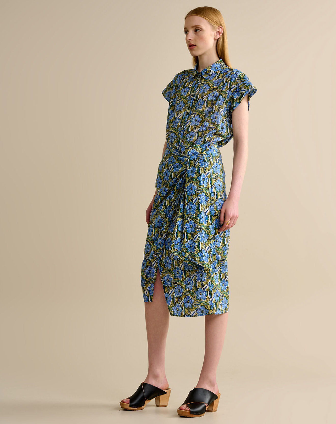 Bellerose Jupe portefeuille midi Solvay vert/bleu
