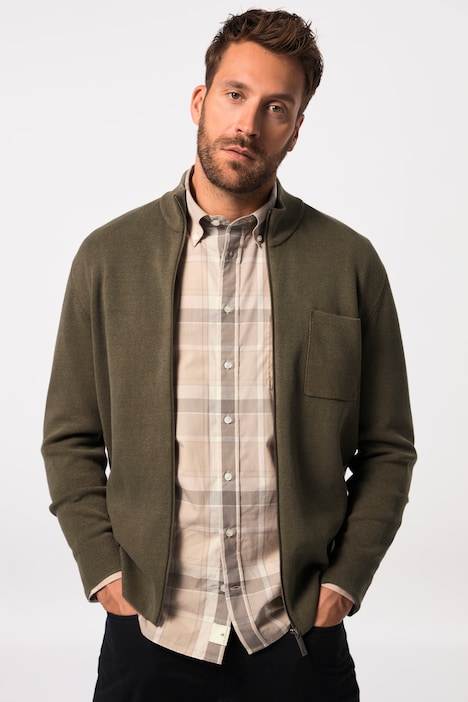 JP AWARE Strickjacke, Strukturstrick, Vintage Look, Stehkragen