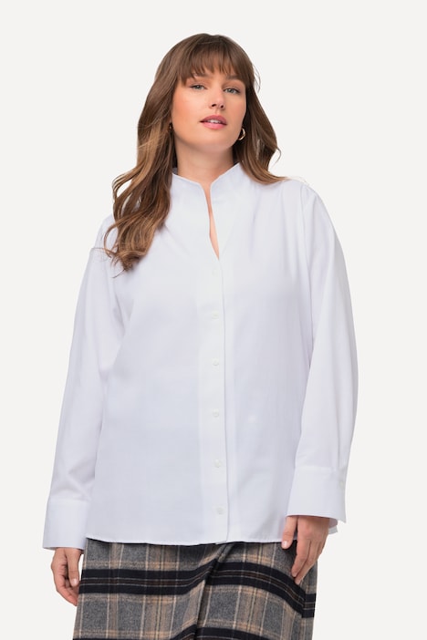Bluse, Oxford-Gewebe, Kelchkragen, Langarm
