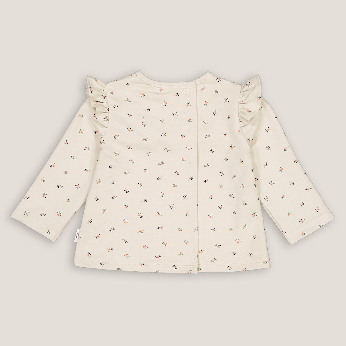 COLEÇÕES LA REDOUTE<br>Suéter com gola redonda e babado, em fleece, com estampa de frutas