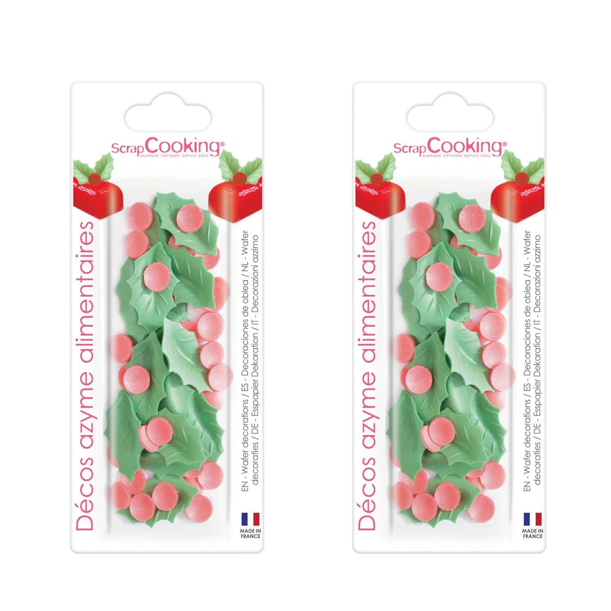 Décorations comestibles en feuille azyme - Houx de Noël Scrapcooking