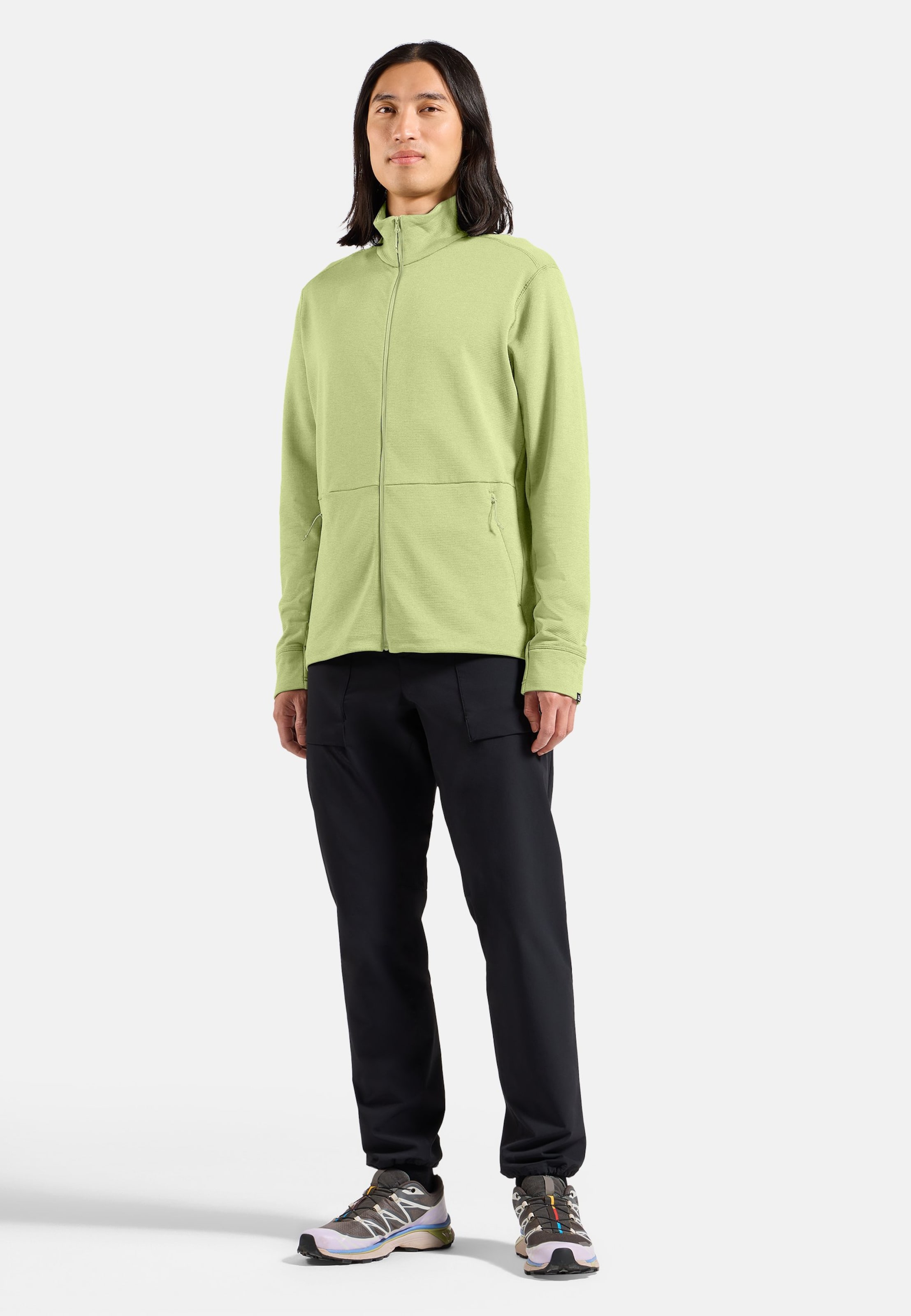 Essentials Multisport Mid Layer aus Grid-Fleece mit Reissverschluss in shadow lime melange