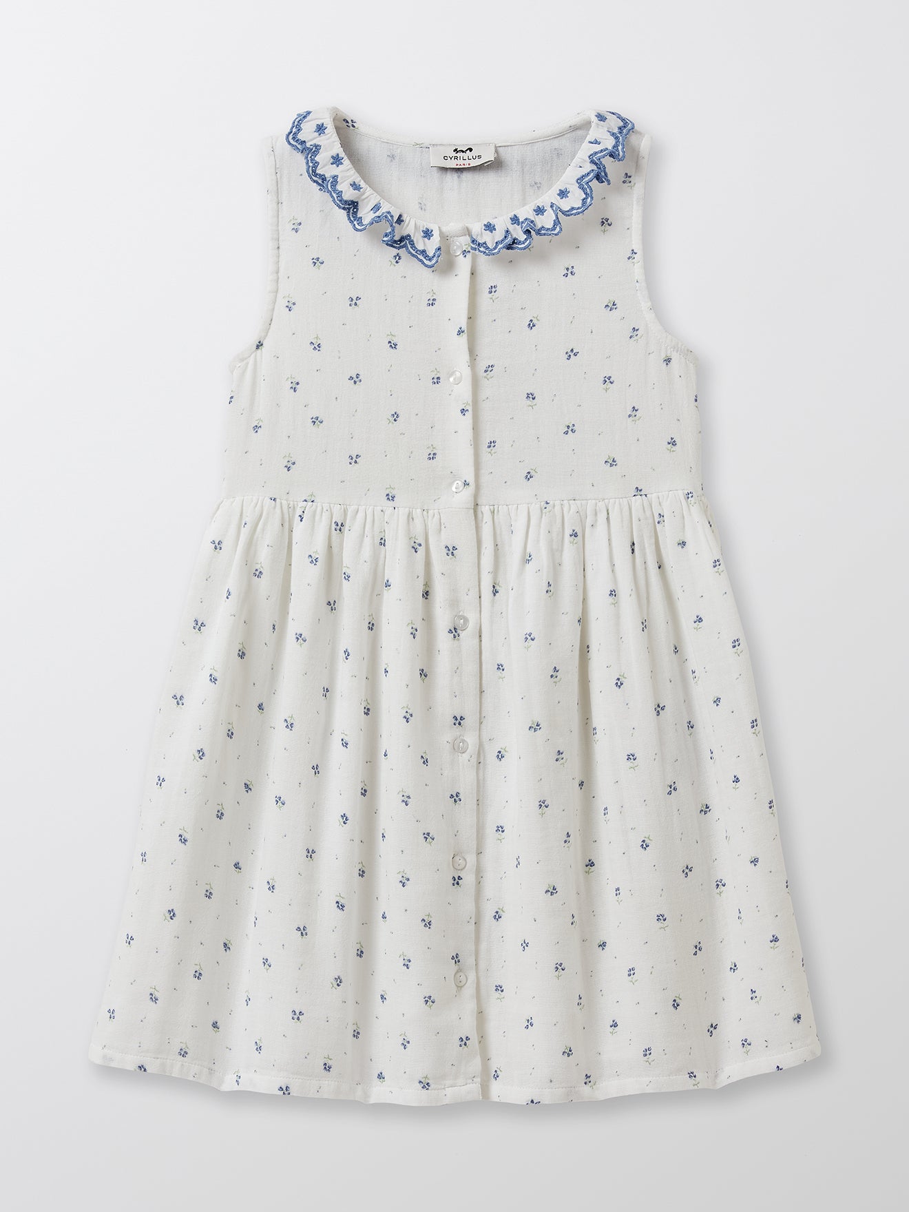 Robe brodée Fille bleuets