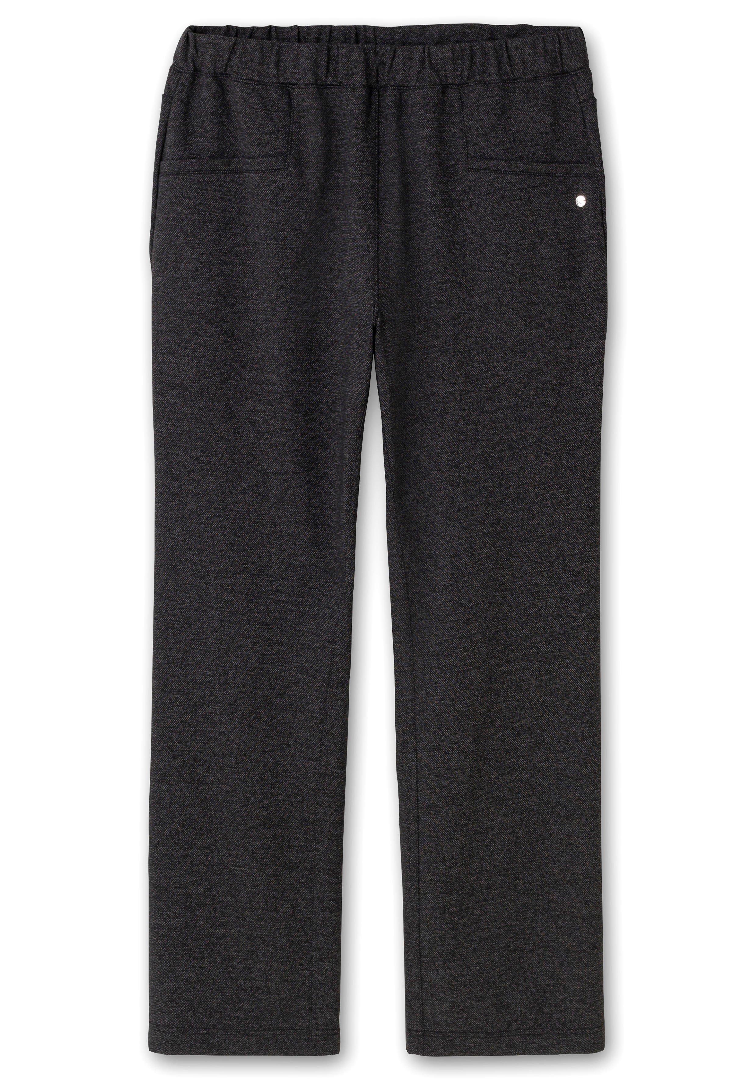 Bootcut-Hose mit Schlupfbund, Salz- und-Pfeffer-Optik