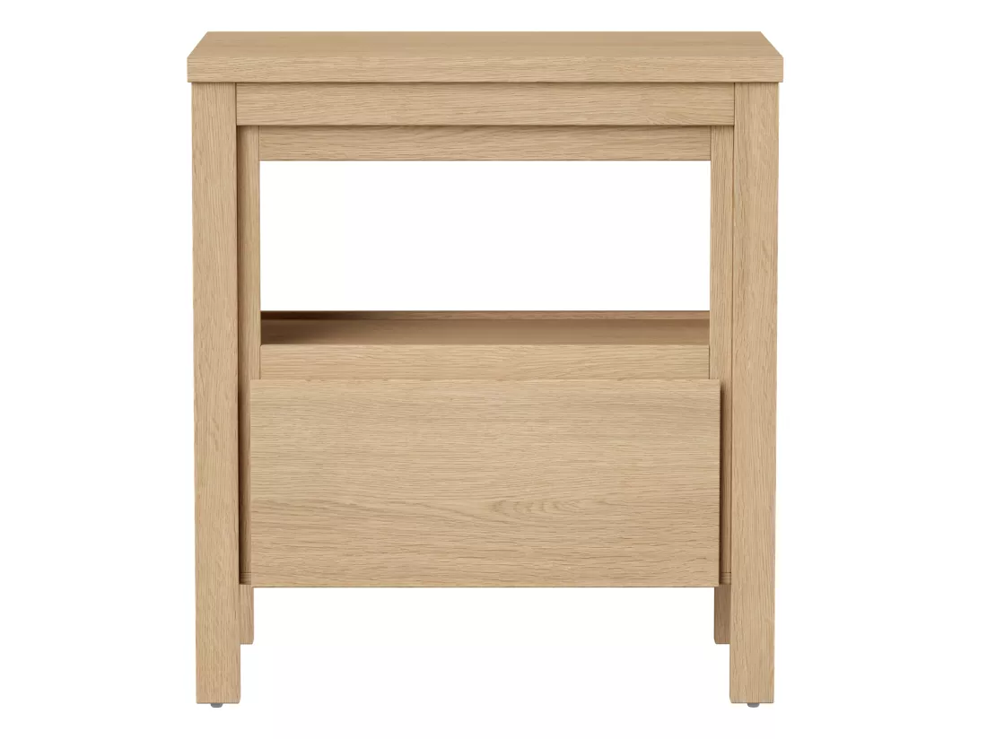 Meuble sous vasque avec niche de rangement et planche - 80 cm - Placage chêne - COSMOTI