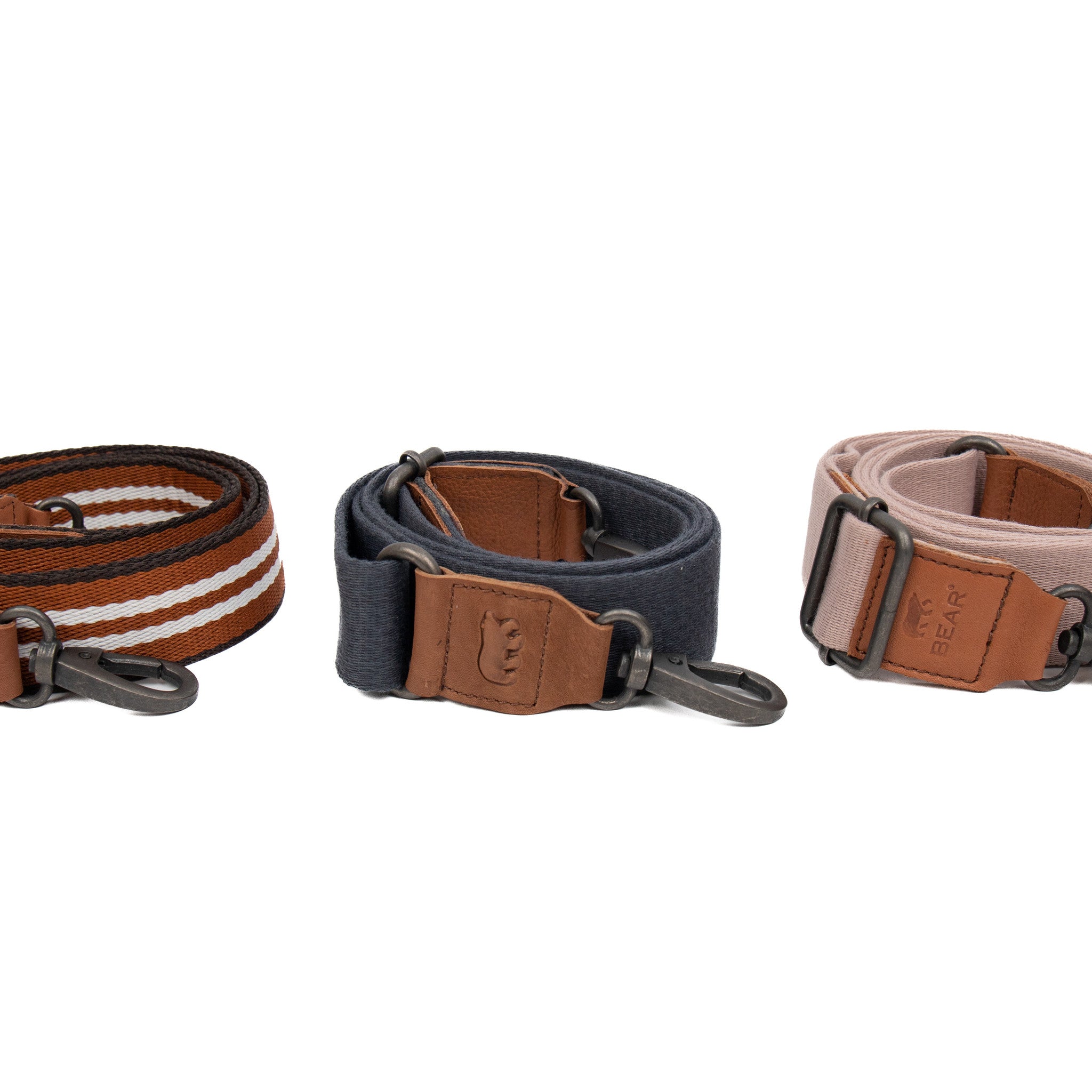 Bag strap 'Puck' zwart/cognac/wit Cognac/wit