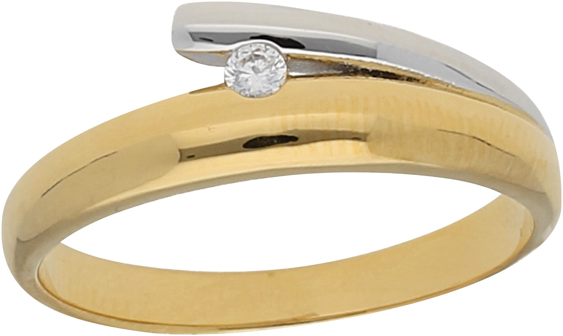 Firetti Fingerring »Schmuck Geschenk Damenring Ring Solitär bicolor« mit Zirkonia (synth.)