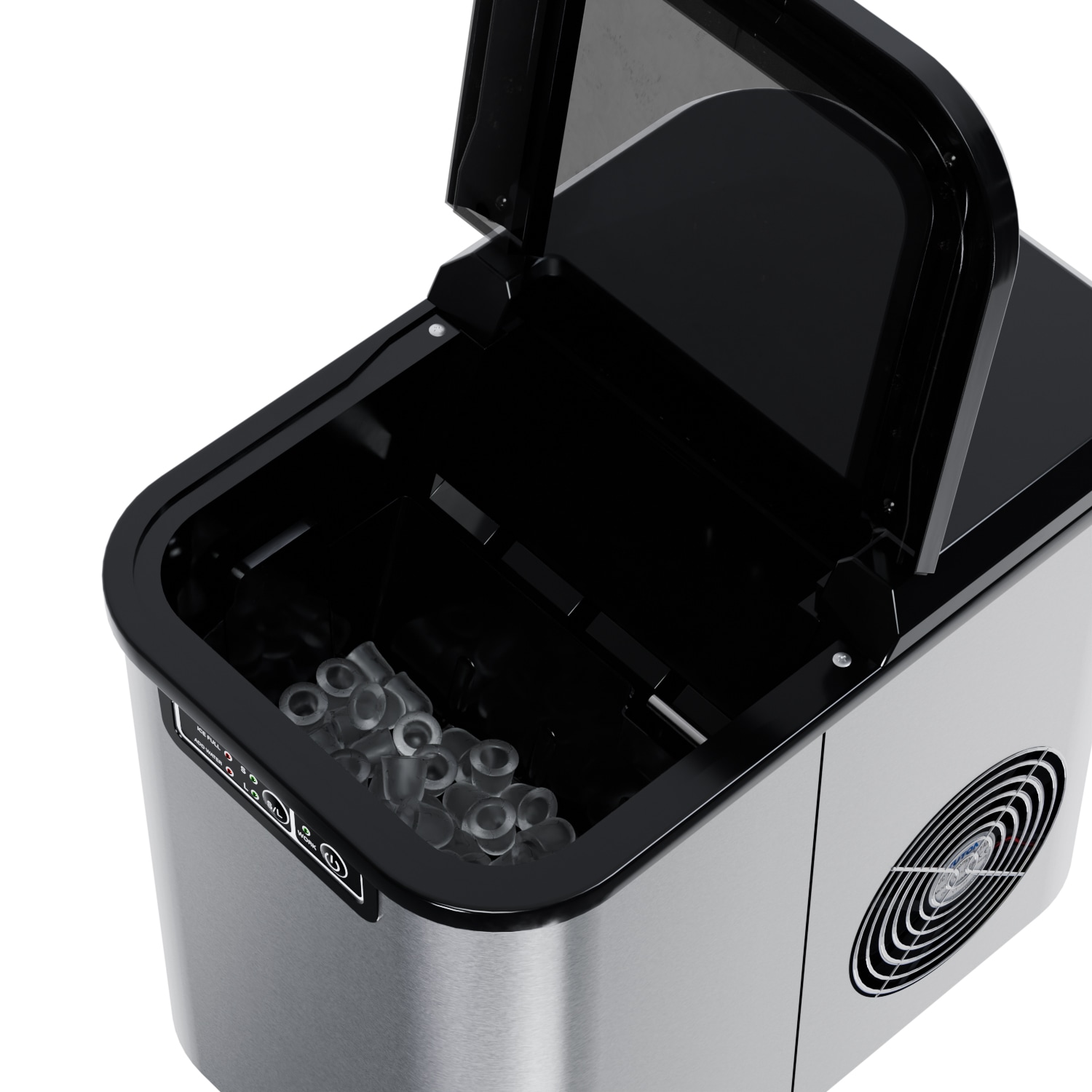 TroniTechnik® Eiswürfelmaschine Eiswürfelbereiter aus Edelstahl , Ice Maker, 12kg/24h, 2,2 Liter Wassertank, 2 Größen, Selbstreinigung
