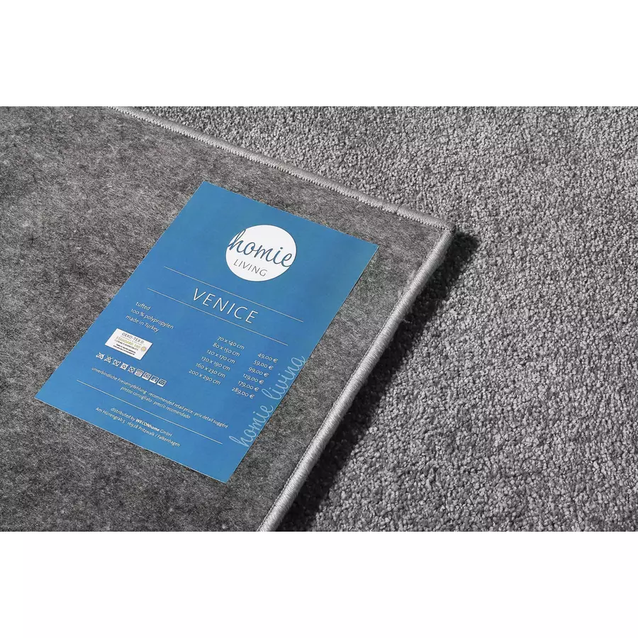 Homie Living Kurzflorteppich Venice silber