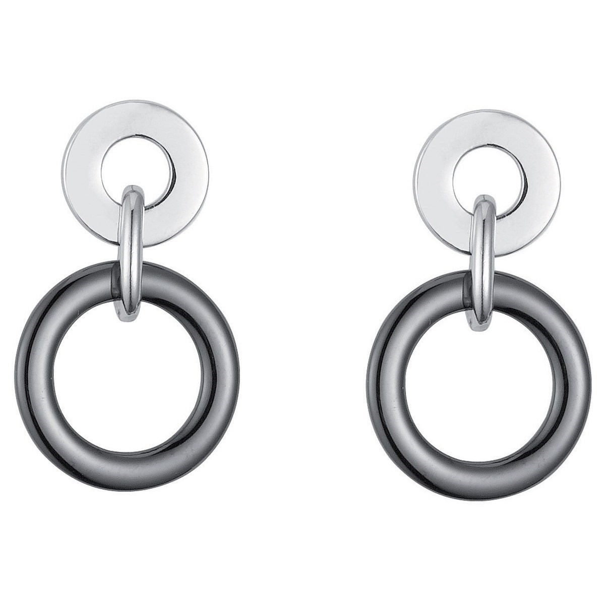 Boucles d'oreilles pendantes en Acier 316L et céramique - blanc brillant