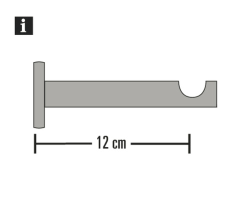 Enkelsporige wandbeugel voor Ambiance, RVS-look, Ø 25 mm, 12 cm lang