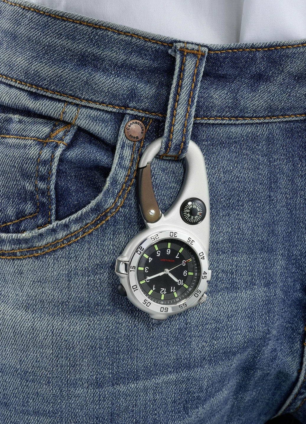 Quartz-Karabiner-Uhr mit Taschenlampenfunktion